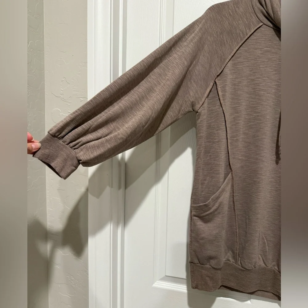 Cozy Tan Cowl Neck Tunic Top - Picture 3 of 7